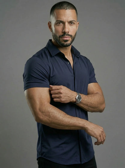 Short Sleeve Muscle Dress Shirt