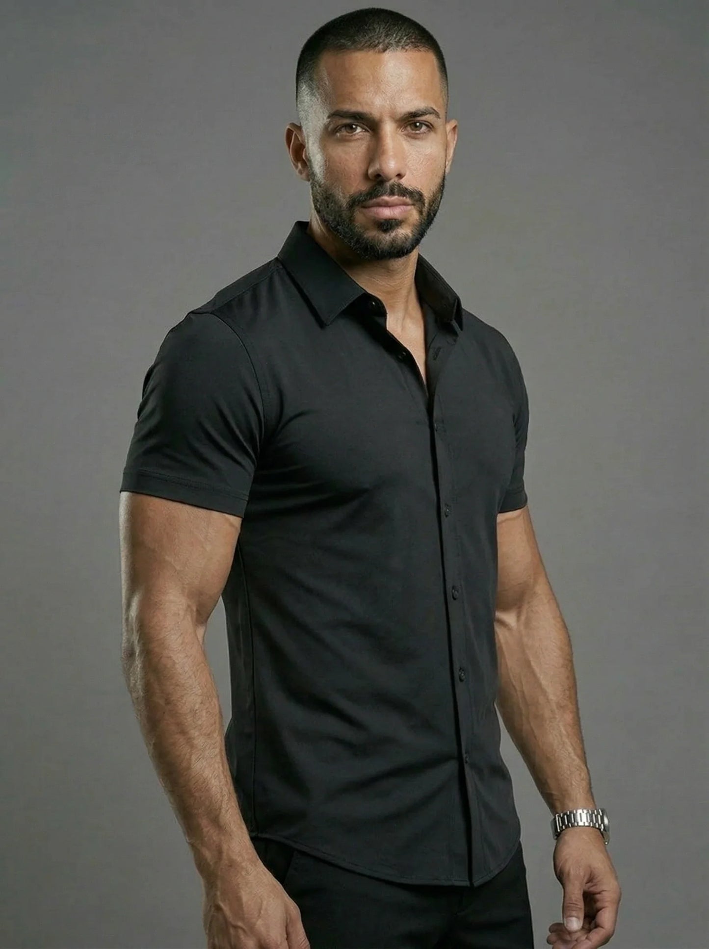 Short Sleeve Muscle Dress Shirt
