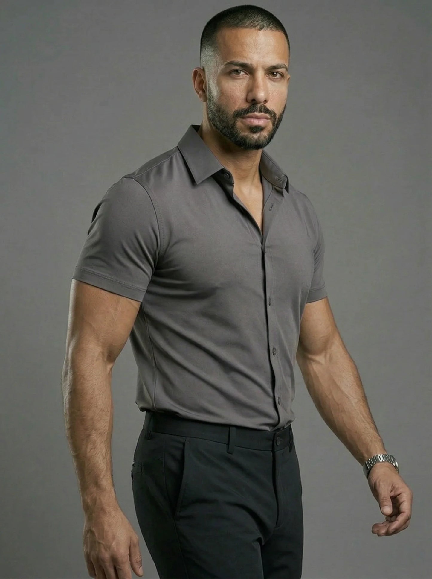 Short Sleeve Muscle Dress Shirt
