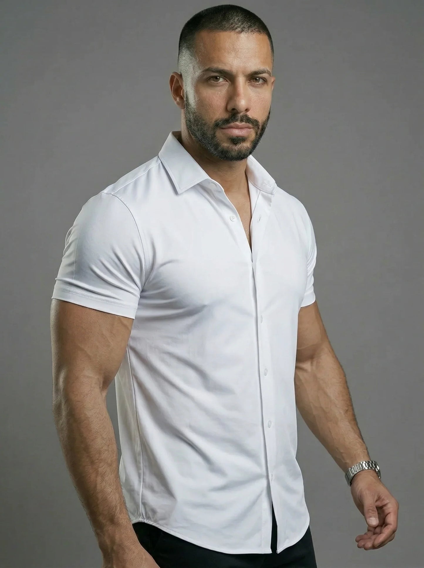 Short Sleeve Muscle Dress Shirt